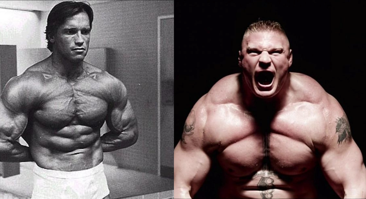 Compared: ‘Beast’ Brock Lesnar’s 55-Inch Chest Is No Match for Bodybuilding Legend Arnold Schwarzenegger