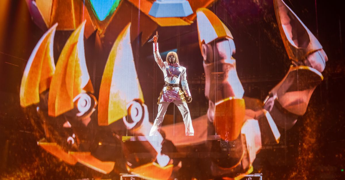 Riot teamed Lil Nas X up with a holographic mech for 2022’s Worlds opening ceremony