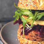 Black Bean Burger with Halloumi & Beetroot Relish