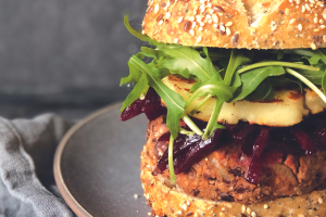 Black Bean Burger with Halloumi & Beetroot Relish