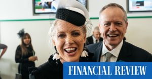 Victoria Derby day: Bill Shorten flies the flag for Labor at Flemington, joining corporates, TV personalities and sports stars in the birdcage