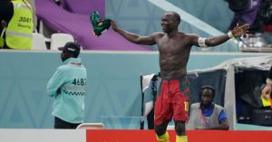 Vincent Aboubakar of Cameroon gets sent off the best way possible