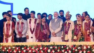 PM Modi attends mass marriage of over 550 girls at ‘Papa Ni Pari’ Lagnotsav in Bhavnagar | India News