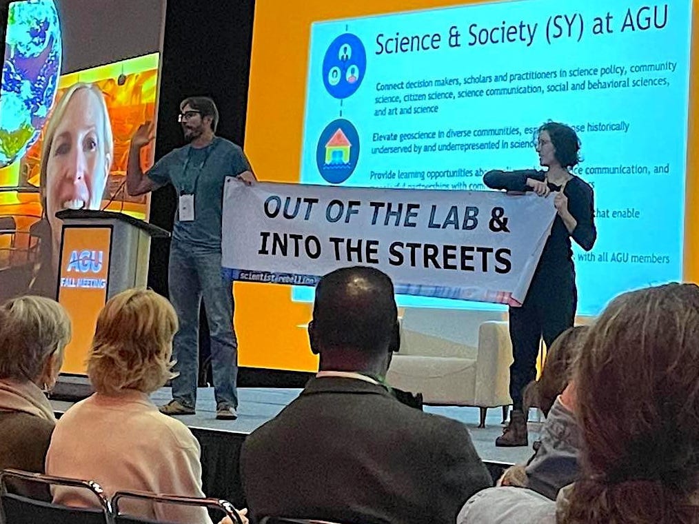 2 climate activists got kicked out of the world’s biggest Earth-science conference for protesting, and one says the association is ‘silencing scientists’