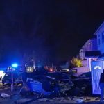 Two injured in horror crash after car flips into house in icy west London