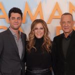 Tom Hanks supported by family while promoting latest film in London