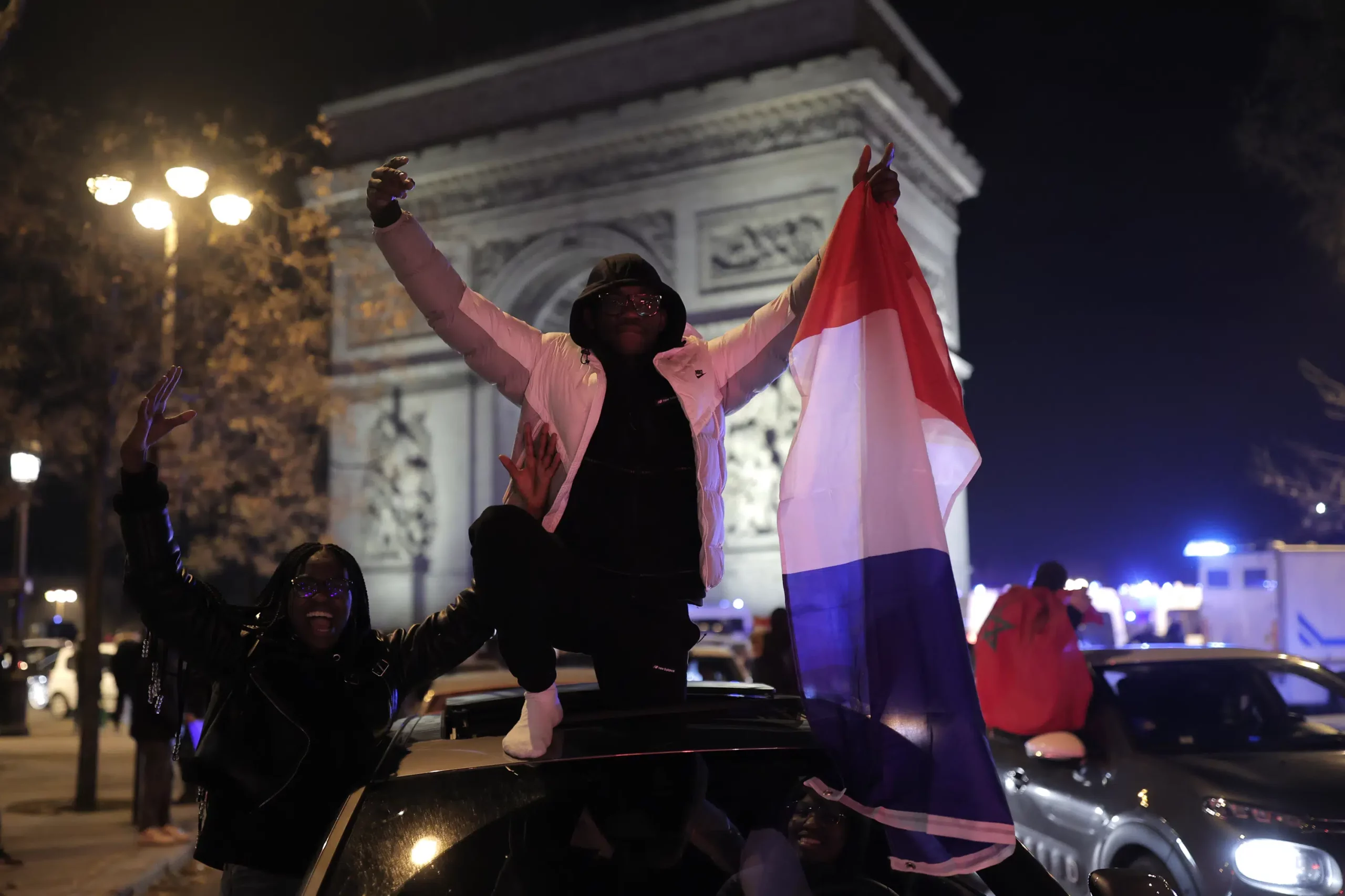 France celebrates WCup victory, fans cheer Morocco team