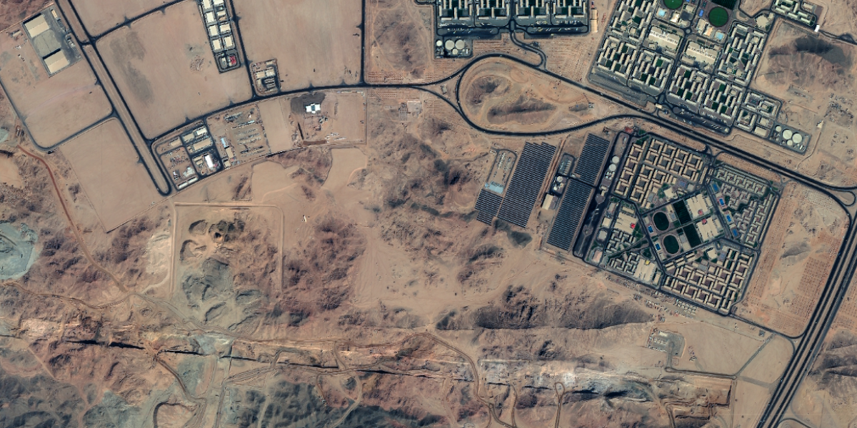 These exclusive satellite images show that Saudi Arabia’s sci-fi megacity is well underway