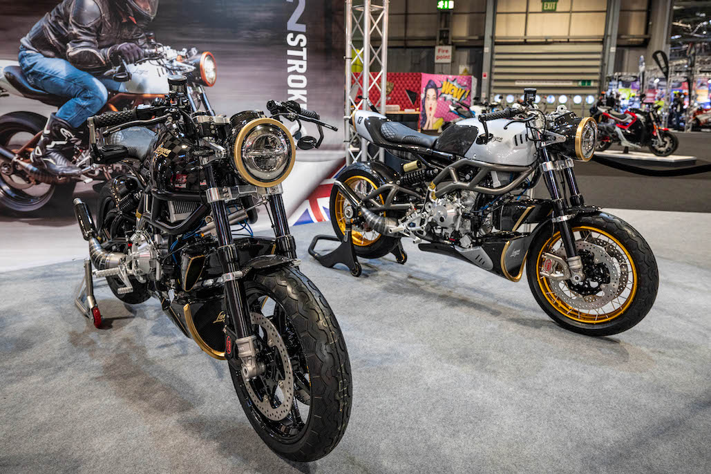 The first Langen Two Stroke customer motorcycles unveiled at Motorcycle Live