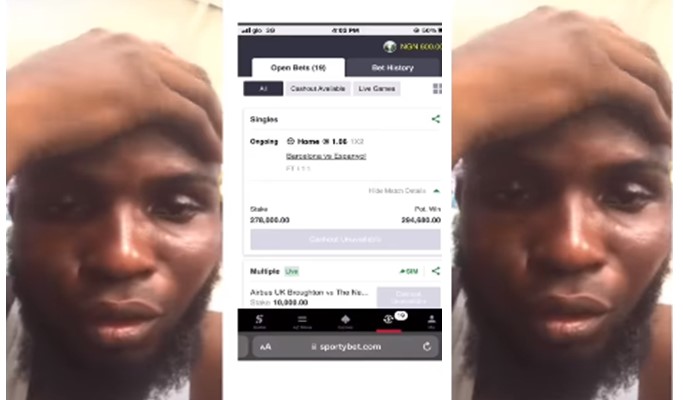 Young man cries out for help after placing bet with N278k given to him for errand