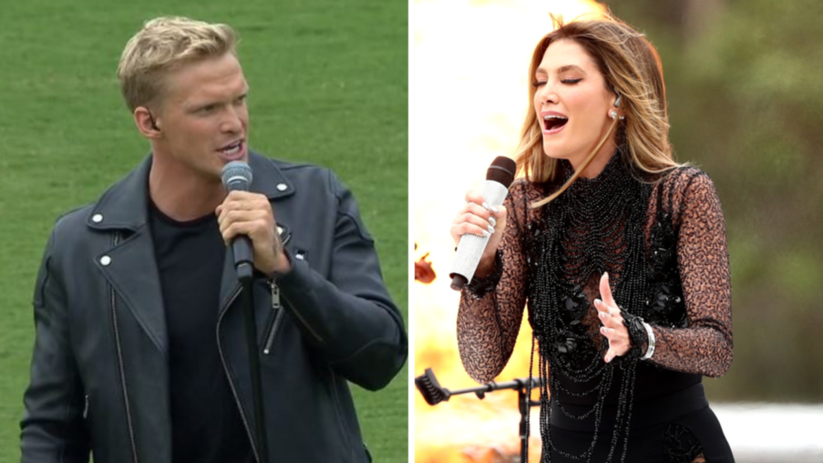 Cody Simpson and Delta Goodrem dazzle in pre-match entertainment ahead of AFLW grand final