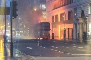 Baker Street double-decker bus catches fire as passengers flee from blaze