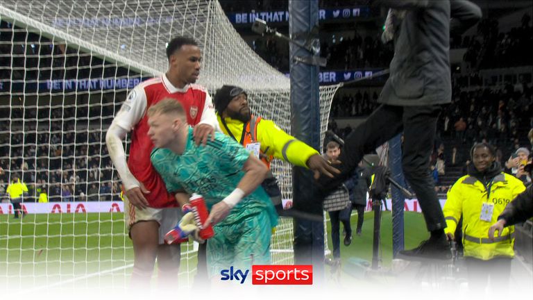 Fan kicks Arsenal’s Aaron Ramsdale after North London derby with Spurs