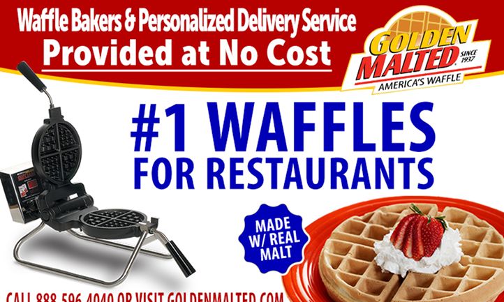 Waffle Irons and Personalized Delivery Service Provided at No Cost with Golden Malted – America’s #1 Demanded Waffle