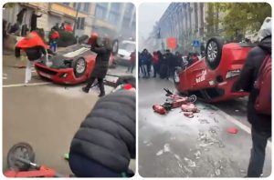 Video: Riot police deployed in Brussels after Belgium fans destroy city following World Cup defeat