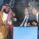 Saudi Crown Prince Mohammed bin Salman speaks with Russian President Vladimir Putin