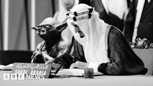 TIL Saudi Arabia accidentally printed thousands of textbooks containing this image of Yoda sitting next to King Faisal while he signed the 1945 UN charter