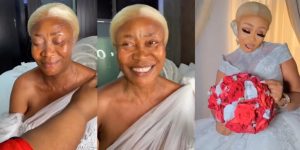 “Definitely not the same person” – Mixed reactions trail bride’s shocking transformation after being glammed up (video)