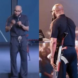 Police Reacts To Video Of Pastor Uche Aigbe Carrying An AK-47 While Preaching