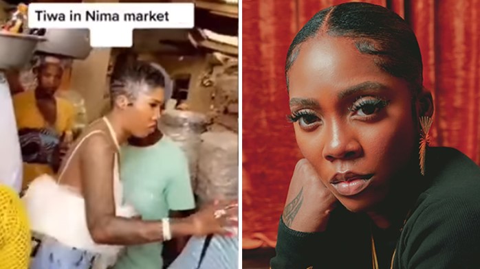 Fans express shock as Tiwa Savage is spotted at local market (Video)