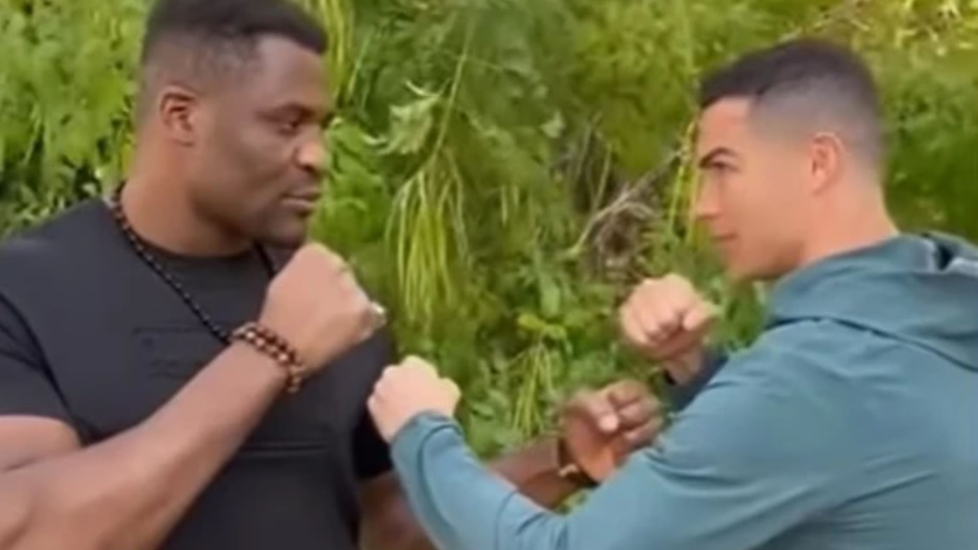 Watch ‘inspirational’ Cristiano Ronaldo square up to giant UFC legend Francis Ngannou as he prepares for Al-Nassr debut