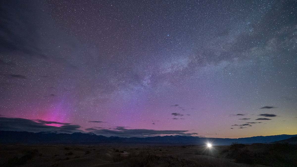 Gorgeous auroral glow surprises astrophotographer in California’s Death Valley