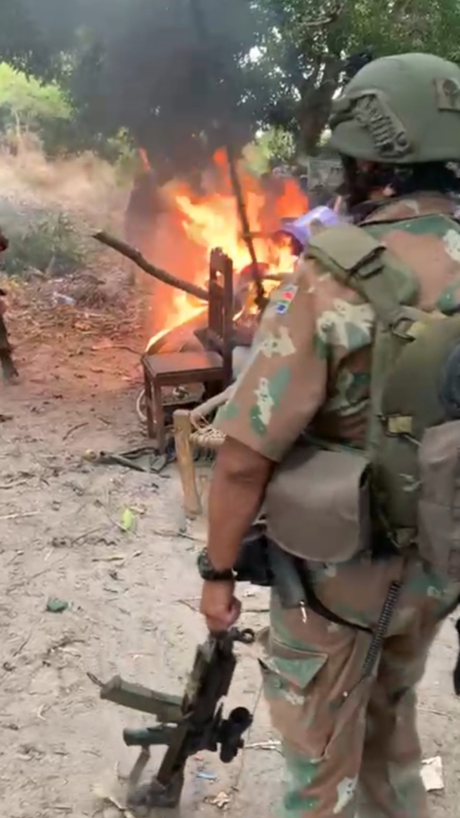 A horrific video of soldiers burning bodies in Mozambique