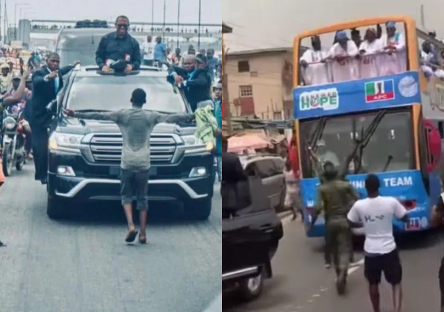 “They flung him like roasted corn” – Moment Tinubu’s supporter tried to recreate Peter Obi’s viral campaign photo [Video]