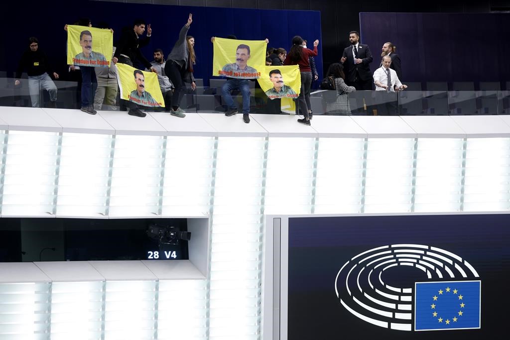 Pro-Kurdish protest briefly suspends EU Parliament plenary