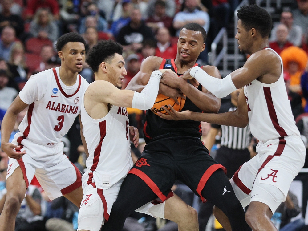 San Diego State ousts No. 1 overall seed Alabama, Miami bounces Houston