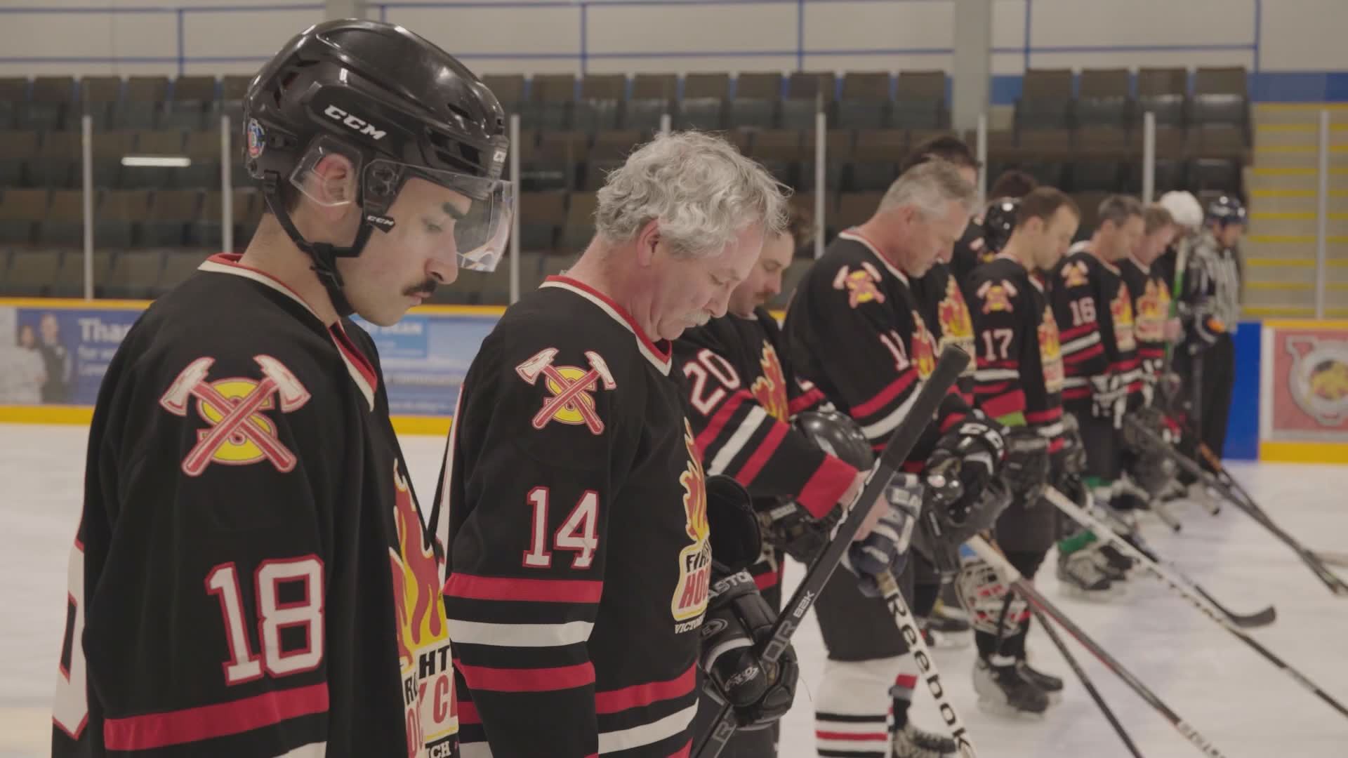 Greater Victoria firefighters hold first annual fundraiser hockey game in memory of two firefighters