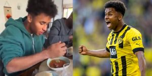 “Eating fufu makes me run faster” – Dortmund player, Karim Adeyemi says after scoring winning goal against Chelsea (video)