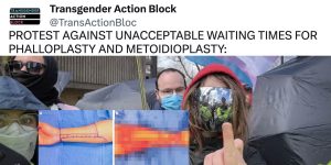 London ‘TRANTIFA’ holds direct action demanding fast access to phalloplasty surgeries