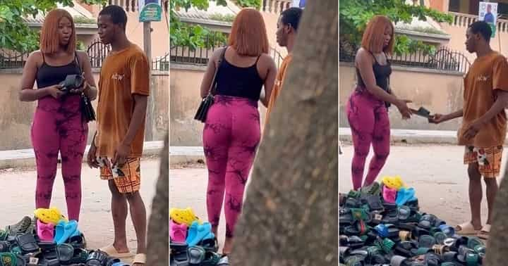 “Follow Me Go House Make We Knack”: Broke Lady Offers Her Body to Slippers Seller in Prank Video