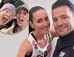 Mark Wright and Kirsty Gallacher beam as they get ready for the start of the London Marathon