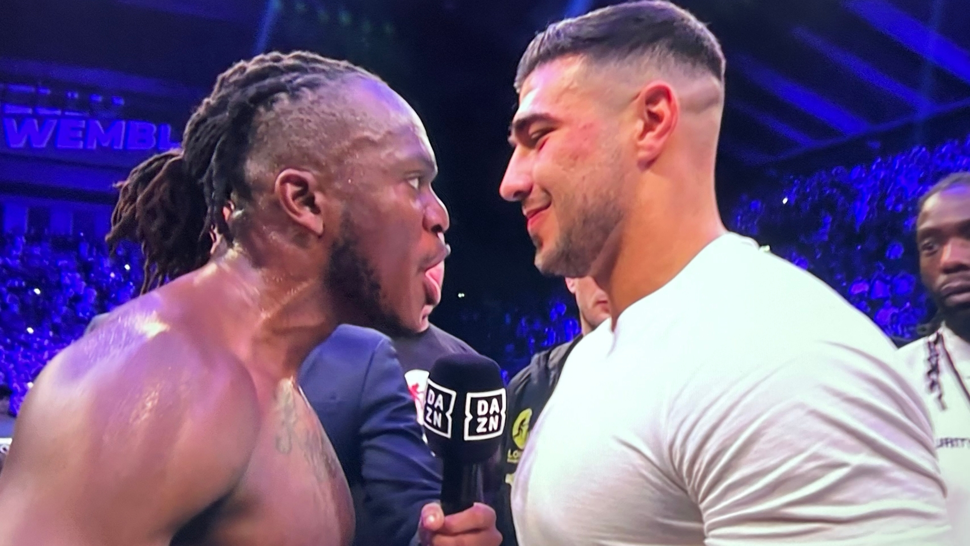 KSI and Tommy Fury agree clash and have to be separated after controversial KO of Joe Fournier