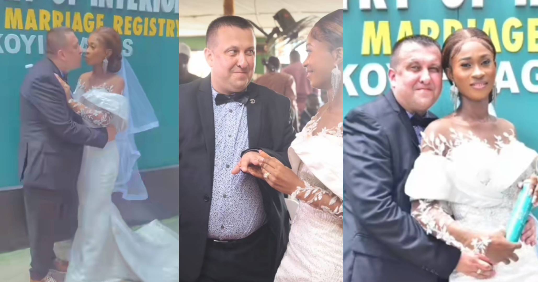 Foreigner flies to Nigeria to wed his lover at Ikoyi Registry (Video)