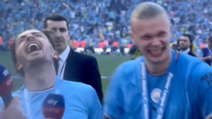 Erling Haaland drops the F-bomb live on TV as he shows his love for Man City teammate Jack Grealish