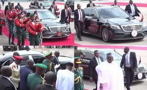 Moment Buhari, Senate President Arrived In Style At The Trooping And Presentation Of Colours Parade