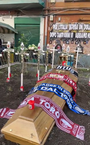 Napoli fans stage bizarre ‘funeral’ ahead of Serie A title triumph and plan to celebrate in Mount Vesuvius volcano