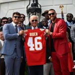 WATCH: Travis Kelce Takes The President’s Microphone During Chiefs’ White House Visit