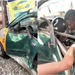 BREAKING: Accra-Bound Train Collides with Taxi at Alajo