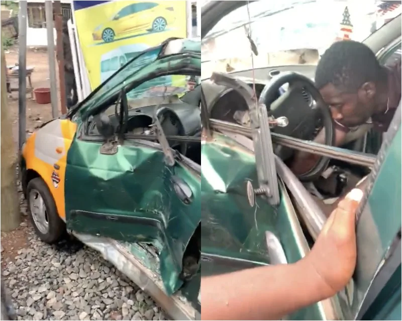 BREAKING: Accra-Bound Train Collides with Taxi at Alajo