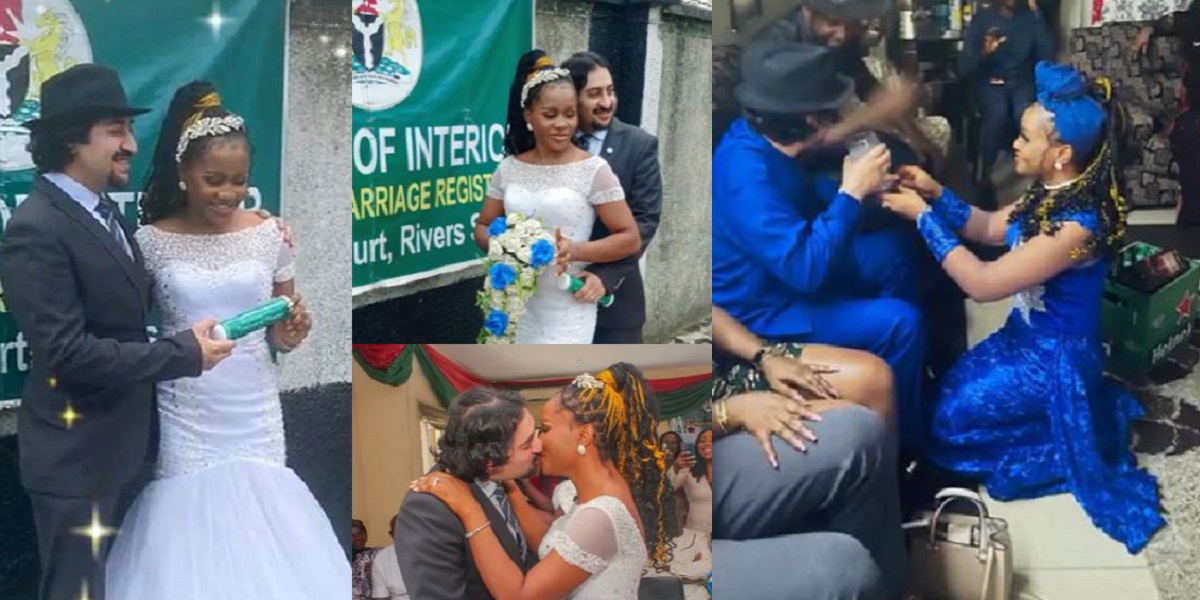 “Finally, we made it” – American man flies down to Nigeria to wed young lover one year after meeting on dating app (Video)