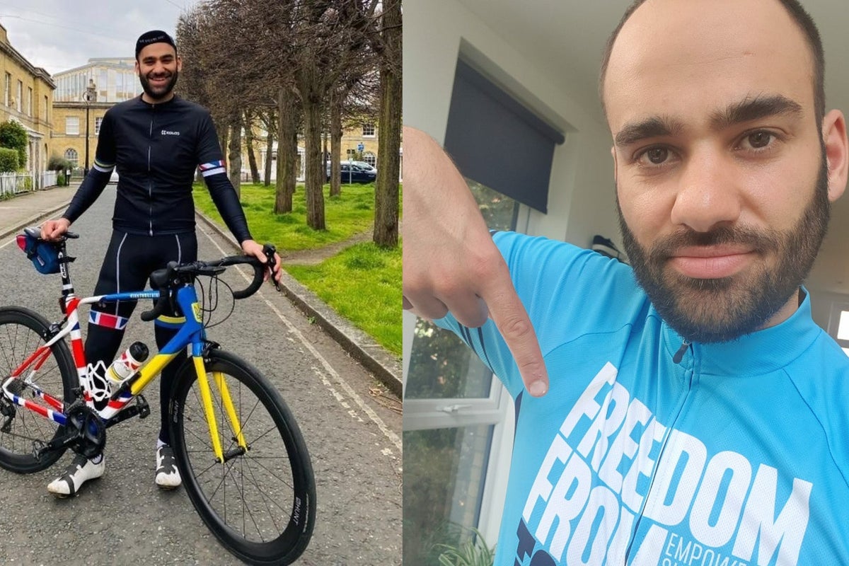 Man cycles around London in heart shape for Refugee Week