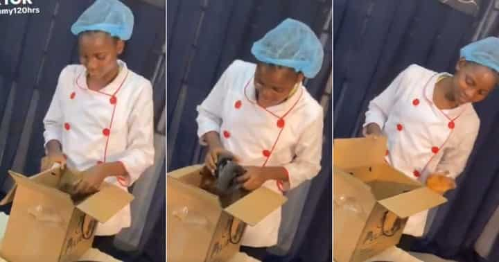 “Mystery Box”: Nigerian Chef Dammy Opens Carton She Received from Unknown Person During Cookathon