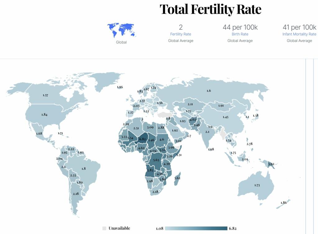 Global Map With Fertility Rates