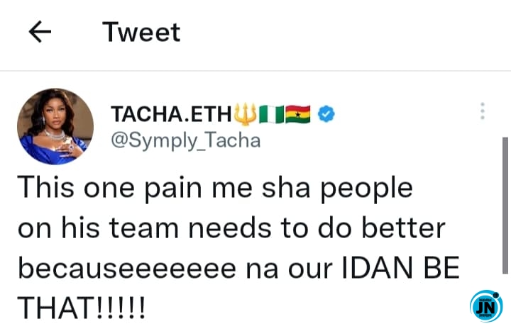 Tacha Akide responds to Davido’s reported pregnancy news with American woman Anita