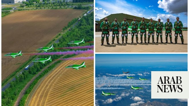 Saudi Falcons Aerobatic Team in UK for RIAT airshow display