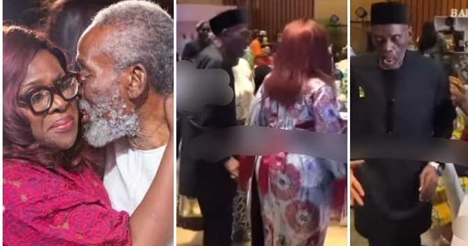 “Marry a good wife” – Video of Joke Silva patiently leading husband Olu Jacobs at his birthday party